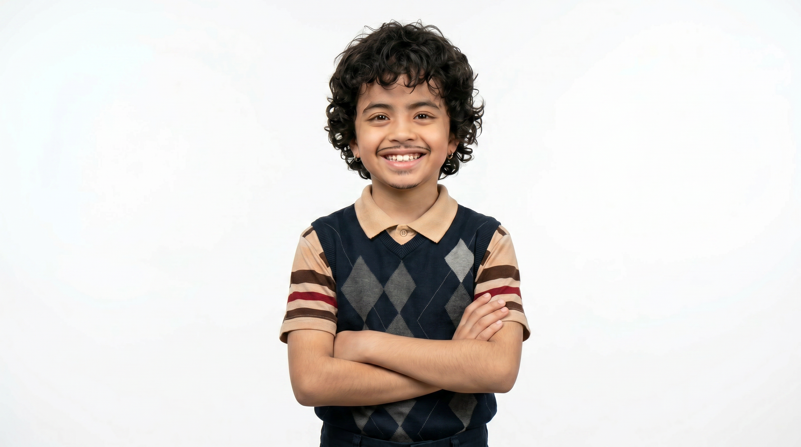 Young learner, arms crossed, confident smile