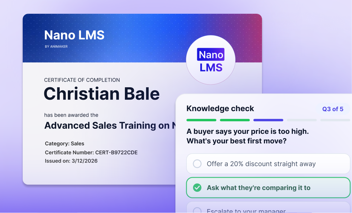 Assessments and certificates